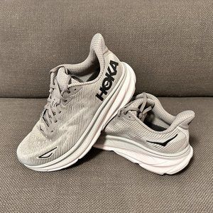 Hoka Clifton 9 - Grey (Harbor Mist/Black) - U.S. Size Men's 10 Wide (2E)